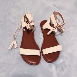 American Eagle Light Pink/Beige Lace up Sandals